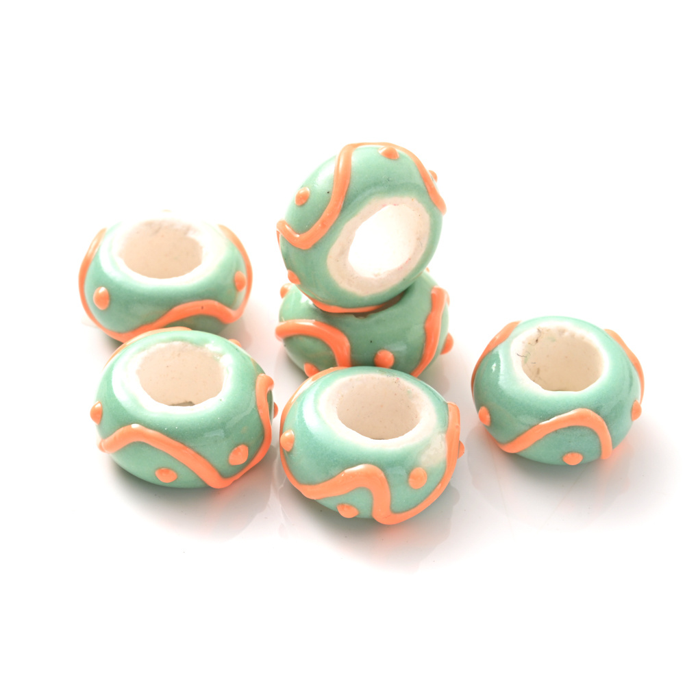 5pcs Colorful Hand-Painted Ceramic Decorative Beads